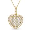 Womens Round Diamond Heart Pendant 1/2 Cttw 14kt Yellow Gold - REF-27Y9N