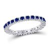 Womens Round Blue Sapphire Stackable Band Ring 1 Cttw 10kt White Gold - REF-27Y9N