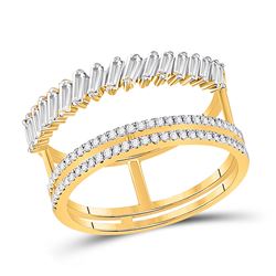 Womens Baguette Round Diamond Modern Negative Space Ring 5/8 Cttw 14kt Yellow Gold - REF-54H5R