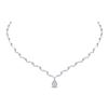 Womens Round Diamond Teardrop Cluster Necklace 3/4 Cttw 10kt White Gold - REF-60Y9N