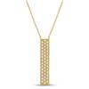 Womens Round Diamond Vertical Bar Necklace 1/4 Cttw 10kt Yellow Gold - REF-19A5M