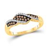 Image 1 : Womens Round Brown Diamond Band Ring 1/5 Cttw 10kt Yellow Gold - REF-16H5R