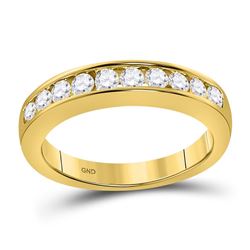 Womens Round Diamond Wedding Channel Set Band 1/2 Cttw 14kt Yellow Gold - REF-45F5W