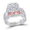 Image 1 : Round Diamond Bridal Wedding Ring Band Set 1 Cttw 14kt Two-tone Gold - REF-120Y5N