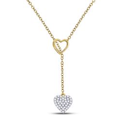 Womens Round Diamond Threaded Heart Necklace 1/6 Cttw 14kt Yellow Gold - REF-25N9F