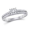 Image 1 : Round Diamond Cluster Bridal Wedding Engagement Ring 1/3 Cttw 14kt White Gold - REF-21X5A