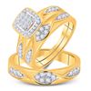 Image 1 : His Hers Princess Diamond Square Matching Wedding Set 5/8 Cttw 10kt Yellow Gold - REF-69W9K
