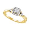 Image 1 : Womens Princess Diamond Square Cluster Ring 1/5 Cttw 10kt Yellow Gold - REF-21A9M
