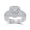 Image 1 : Round Diamond Bridal Wedding Ring Band Set 1 Cttw 14kt White Gold - REF-74K5Y