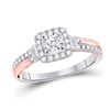 Image 1 : Round Diamond Halo Bridal Wedding Engagement Ring 1/2 Cttw 10kt Two-tone Gold - REF-42Y5N