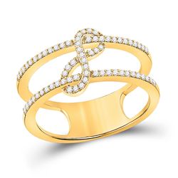 Womens Round Diamond Negative Space Infinity Ring 1/5 Cttw 10kt Yellow Gold - REF-21M5H