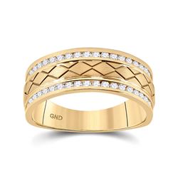 Mens Round Diamond Wedding Band Ring 1/2 Cttw 14kt Yellow Gold - REF-65H5R