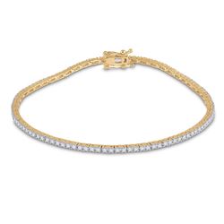 Womens Round Diamond Single Row Link Bracelet 1 Cttw 14kt Yellow Gold - REF-74N9F