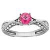 Image 1 : 0.81 CTW Pink Topaz & Diamond Ring 14K White Gold - REF-67Y8V