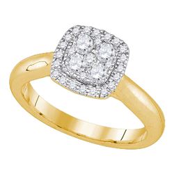 Round Diamond Cluster Bridal Wedding Engagement Ring 1/2 Cttw 14kt Yellow Gold - REF-59M5H