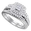 Image 1 : Princess Diamond Bridal Wedding Ring Band Set 3/4 Cttw 14kt White Gold - REF-72H5R