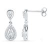Image 1 : Womens Round Diamond Teardrop Dangle Earrings 1/3 Cttw 10kt White Gold - REF-25K9Y
