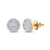 Image 1 : Womens Baguette Diamond Circle Cluster Earrings 1/3 Cttw 10kt Yellow Gold - REF-20K5Y