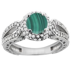 2.68 CTW Malachite & Diamond Ring 14K White Gold - REF-86A2X