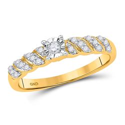 Womens Round Diamond Solitaire Promise Ring 1/5 Cttw 10kt Yellow Gold - REF-19R9X