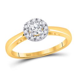 Round Diamond Solitaire Bridal Wedding Engagement Ring 1/3 Cttw 10kt Yellow Gold - REF-42H5R