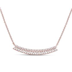 Womens Round Diamond Curved Bar Necklace 1/2 Cttw 14kt Rose Gold - REF-43Y5N