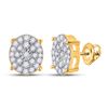 Image 1 : Womens Round Diamond Oval Earrings 1/2 Cttw 10kt Yellow Gold - REF-27H9R