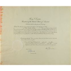 Harry S. Truman Document Signed