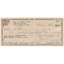 Donn Eisele Signed Check