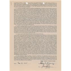 Roy O. Disney Document Signed