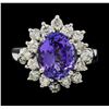 Image 2 : 3.02 ctw Tanzanite and Diamond Ring - 14KT White Gold