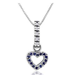 14k White Gold 0.35CTW Diamond and Blue Sapphire Pendant, (H-I)