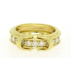 Jose Hess 18kt Yellow Gold 0.75 ctw Diamond Dual Buckle Band Ring