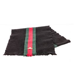 Gucci Black Web Wool Cashmere Bee Scarf