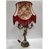 Image 1 : 1950'S HEAVY BRASS CHERUB LAMP WITH CRYSTAL DROPS