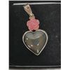 ROSE QUARTZ, TOURMALINE, AGATE HEART PENDANT