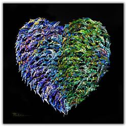 Patricia Govezensky- Original 3D Metal Art on Wood "Heart"