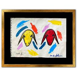 Menashe Kadishman- Pastel on Paper "Untitled"