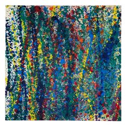 Wyland, "Abstract 4" Hand Signed Original Painting on Board with Letter of Authenticity.