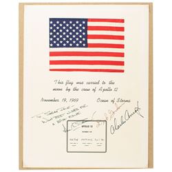 Apollo 12 Crew-Signed Flown Flag Display