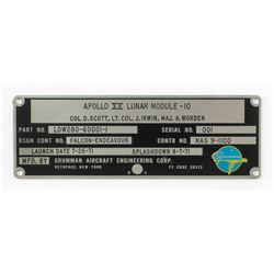 Apollo 15 Flown Lunar Module Grumman Identification Plate
