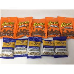 Reese Minis (5 x 104g) and 59th Street Dry Roasted Salted In-Shell Pistachios (5 x 40g)
