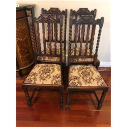 4 Antique Oak Barley Twist Chairs