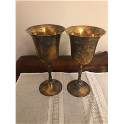 2 Brass Wine Glasses