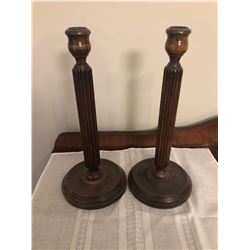 2 Wooden Candle Sticks