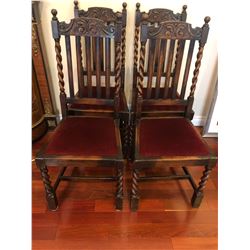 4 Barley Twist Wood Chairs