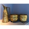 Image 1 : Vintage Brass Pitcher and 2 Planters
