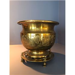 Vintage Solid Brass Flower Pot with Stand