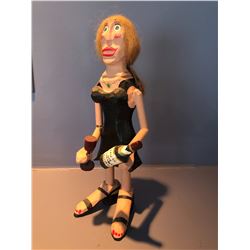 Wood Carving Lady with wine