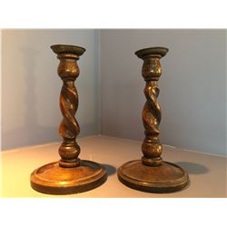 2 Wooden Candle Sticks